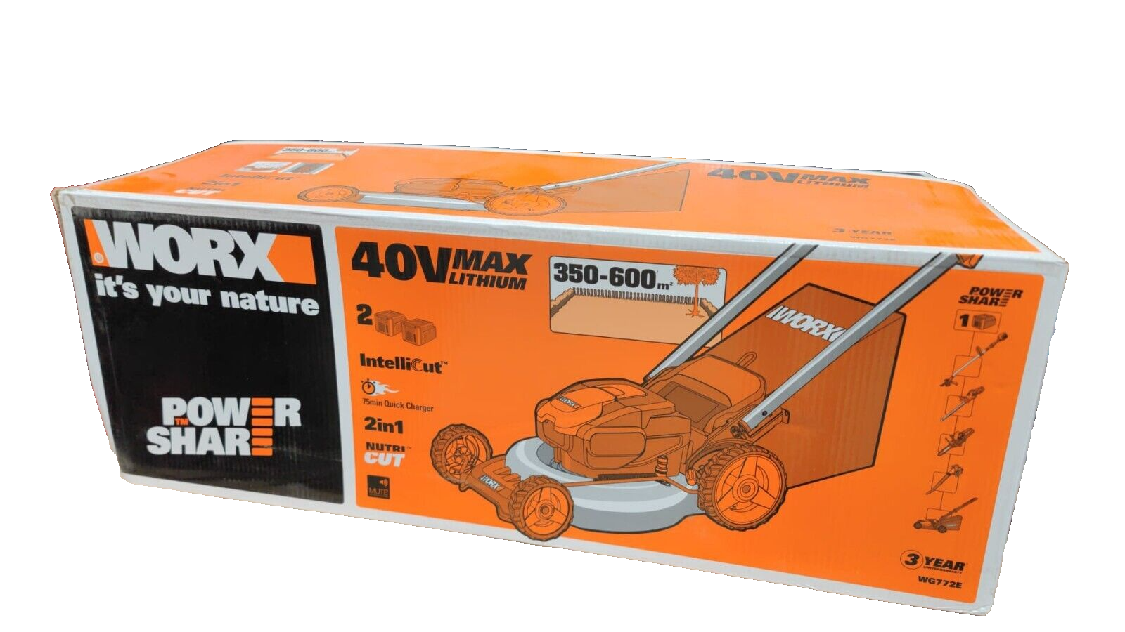 Worx Akku-Rasenmäher 48cm Schnittbreite 40 V WG772E inkl. 2 Akkus und Ladegerät